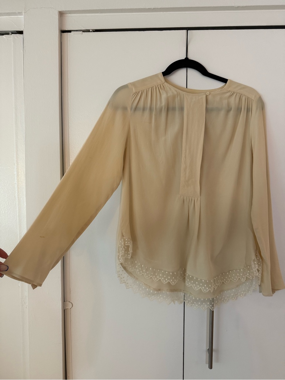 Zadig & Voltaire Size S Silk Lace-Hem Blouse